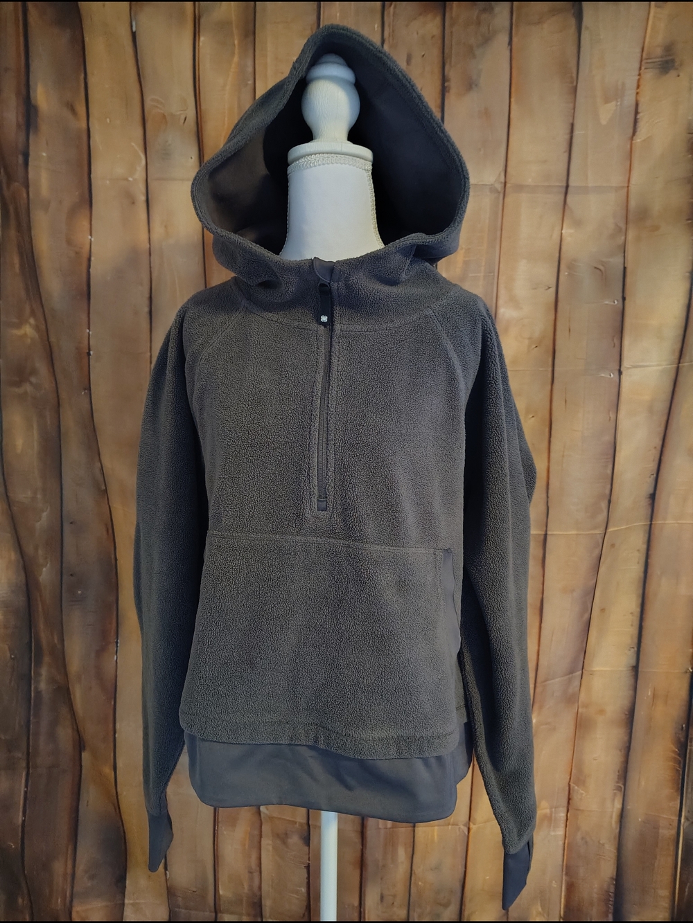 FLX Women’s Charcoal Half-Zip Fleece Hoodie With Front Pocket. XXL